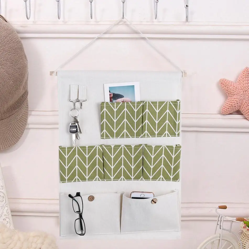 7 карманов хлопковые и льняные настенные сумки для хранения карман на дверь