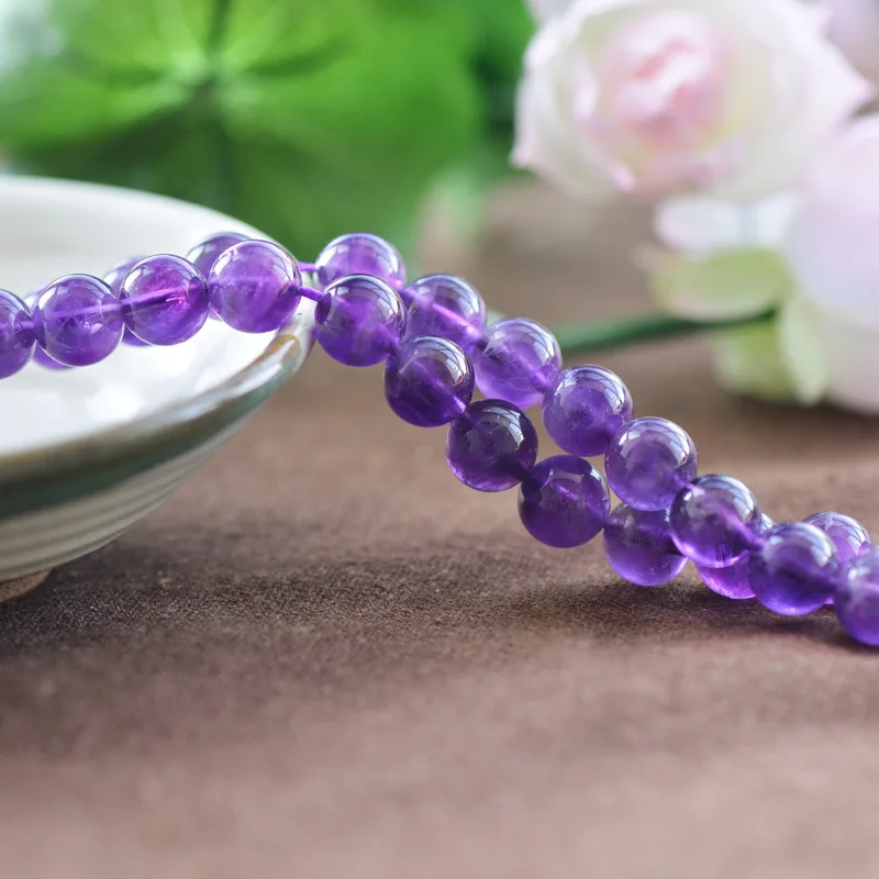 

Wholesale High quality Natural Purple Stone Quartz Loose Round Beads 15" Strand 6 8 10 12MM