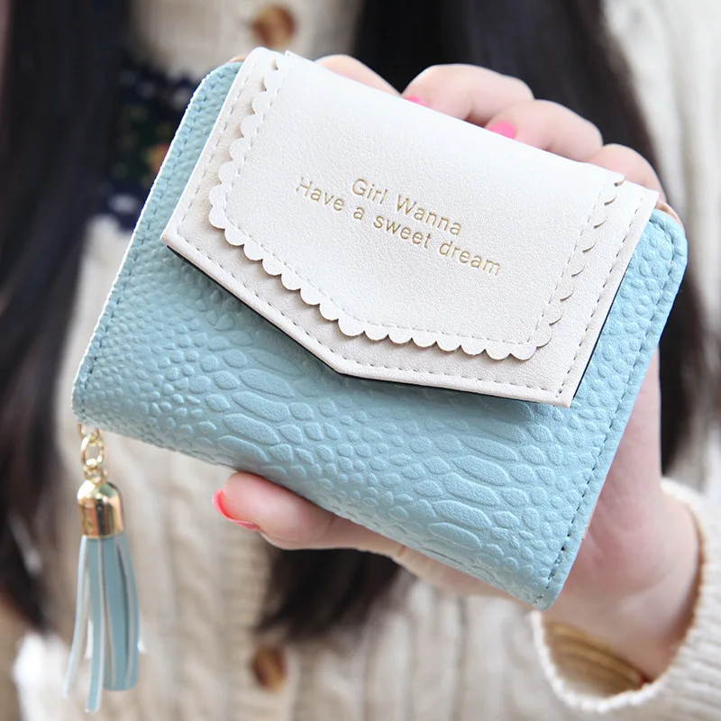 2019 Fashion Candy Color Zipper Alligator Women Wallet Lady Tassel Coin Purse Carteira Feminina