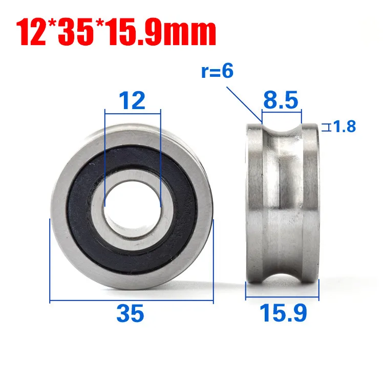10pcs 12*35*15.9mm LFR5201-12mm track optical axis U groove bearing pulley / rolling wheel 12mm diameter | Обустройство дома
