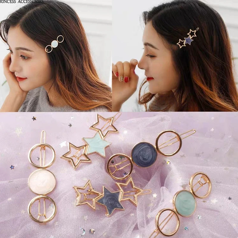 Korean Star Hairpin Sweet Japanese Sky Bangs Clip Women Hair Clips Geometric Starry Girls Ornament Jewelry | Детская одежда и