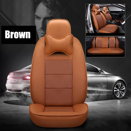 brown CARTAILOR коровьей кожаный чехол сиденья для Dodge путешествие автомобиля чехлы для автомобильных сидений интерьерные аксессуары авто сиденья набор защитных элементов - Название цвета: brown