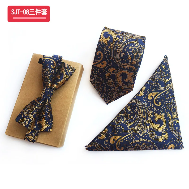 Высококачественные золотистые и синие галстуки бабочки набор Hanky Пейсли