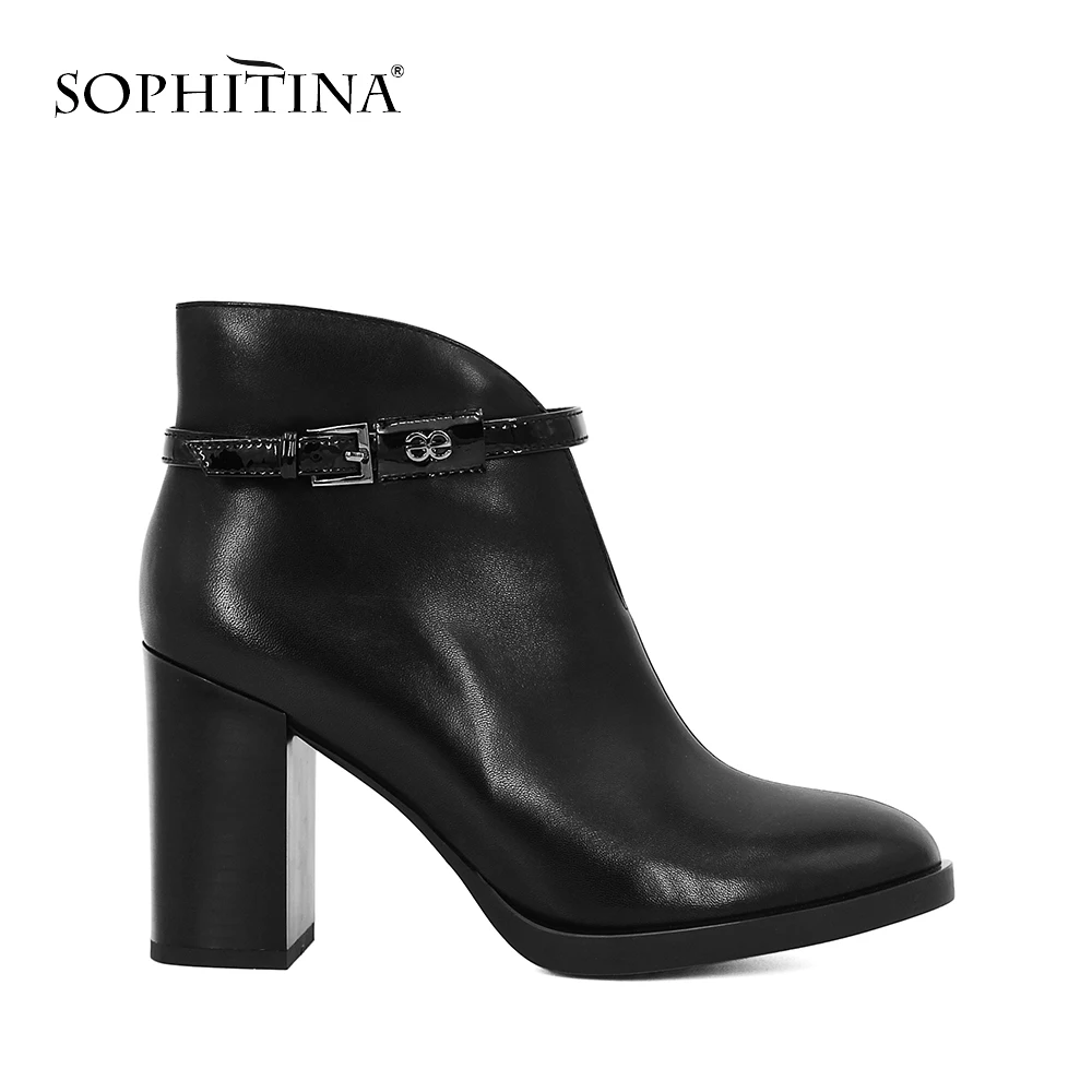 SOPHITINA/элегантные женские ботинки Ботильоны из натуральной кожи на молнии с