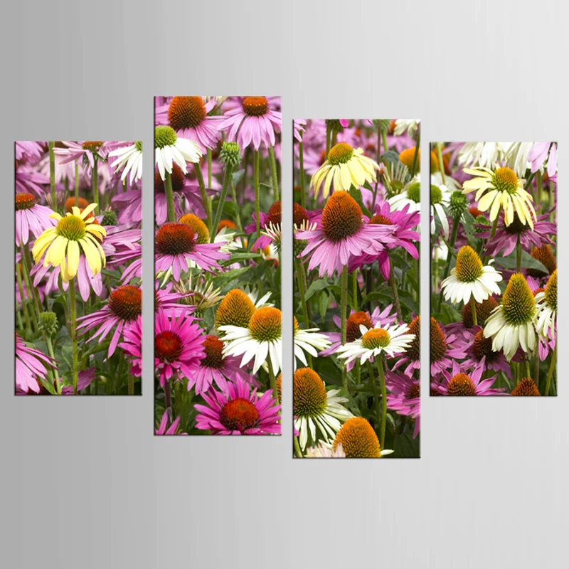 4 панели ромашки цветок Океанский холст художественное украшение гостиная