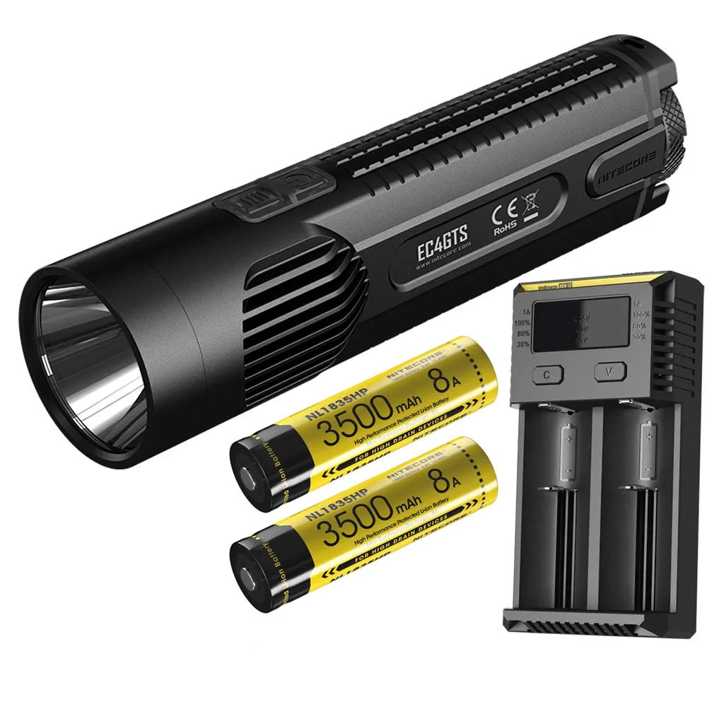 NITECORE EC4GTS фонарик CREE XHP35 HD max 1800 люмен луч бросок 396 м уличный фонарик+ 3500 мАч 8A батарея новое зарядное устройство I2