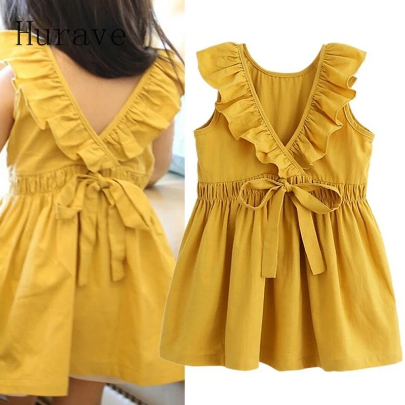 Hurave/Модное детское летнее платье одежда без рукавов для девочек платья с