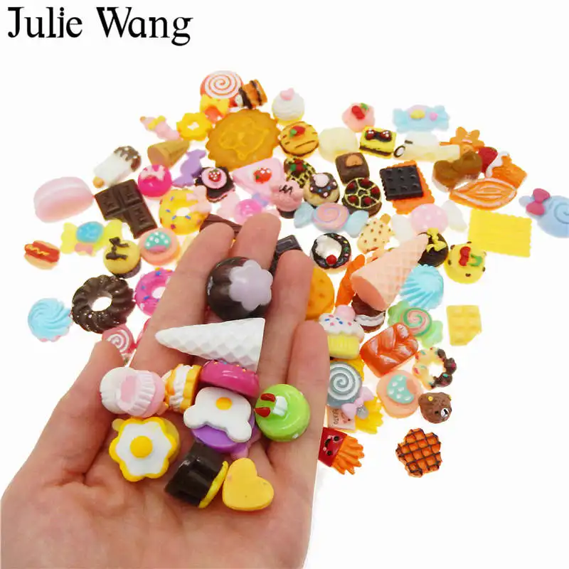 Julie Wang 100 шт. Смешанная полимерная для торта Хлеб леденцы кабошон слайм