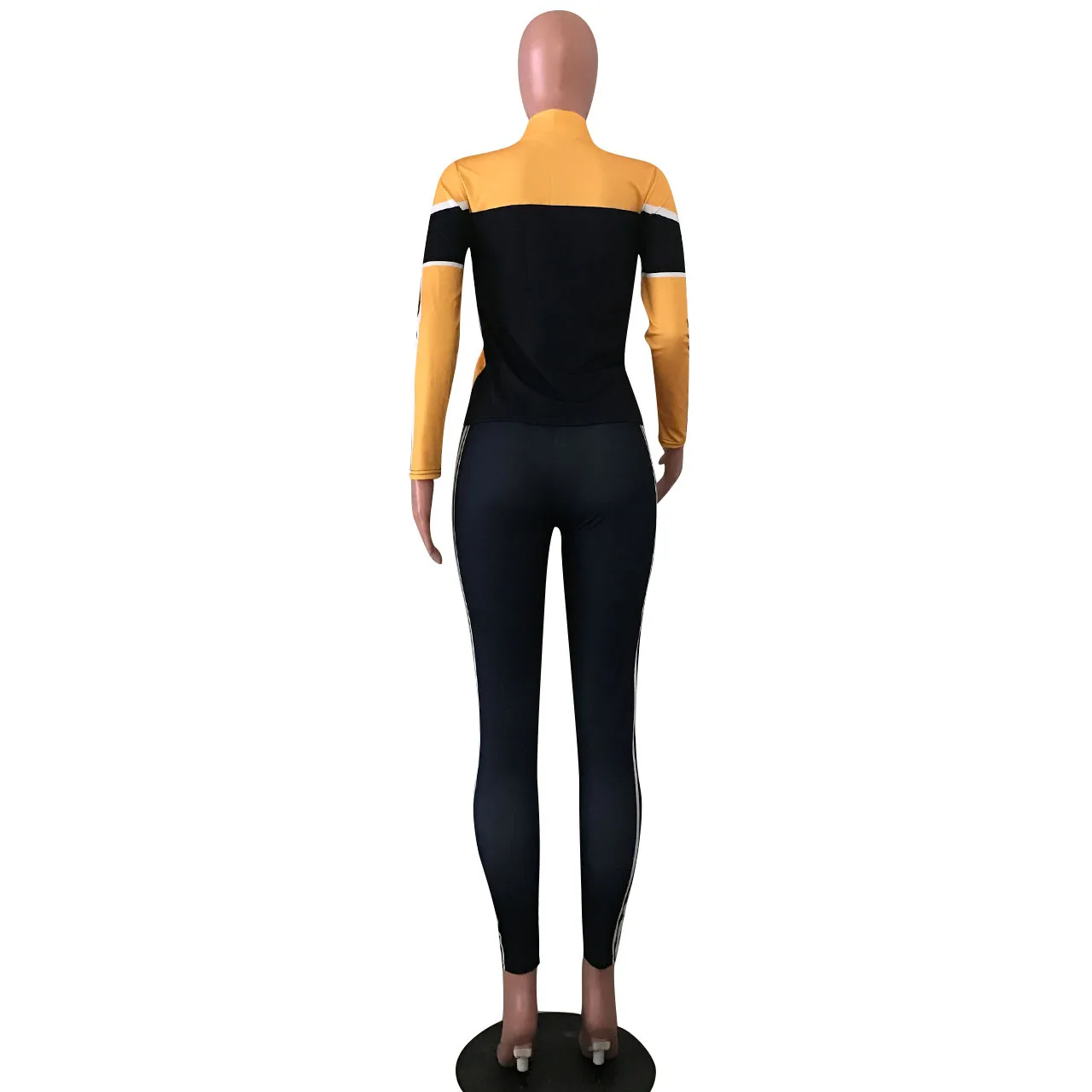 Женский спортивный костюм из 2 предметов куртка в стиле пэчворк + длинные