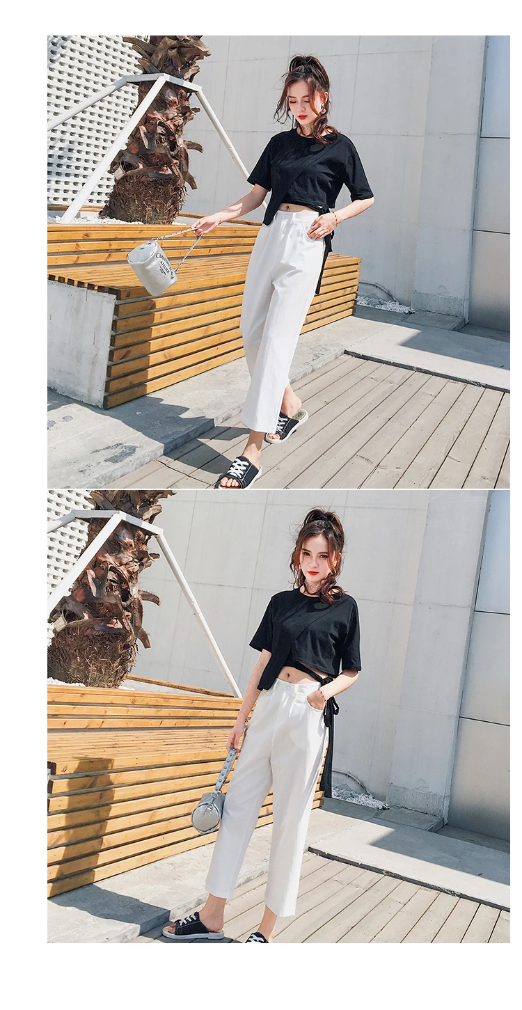 2018 женские штаны из двух частей топ с галстуком комплекты модный летний