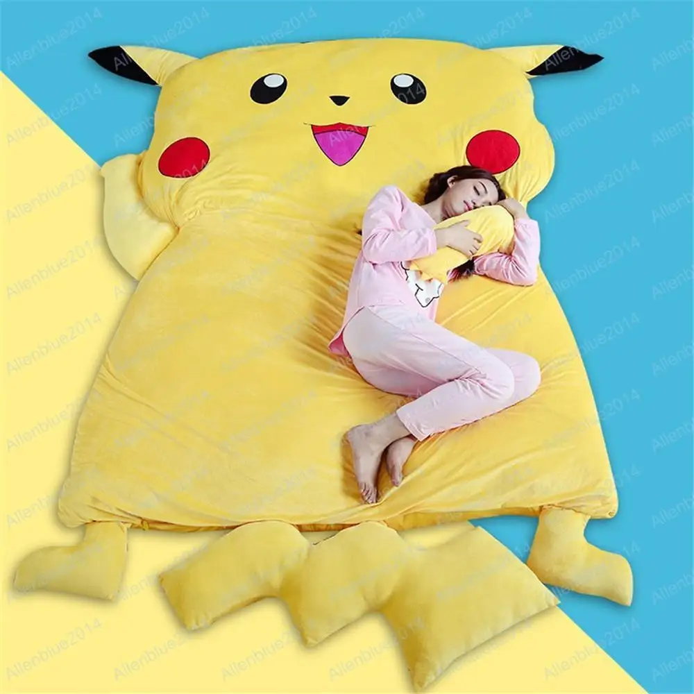 Giant Pikachu Sleeping Bag Cotton Filled Tatami Mattress Quilt Sofa Double Bed Cushion Plush Memory Foam Big Xmas Birthday Gift