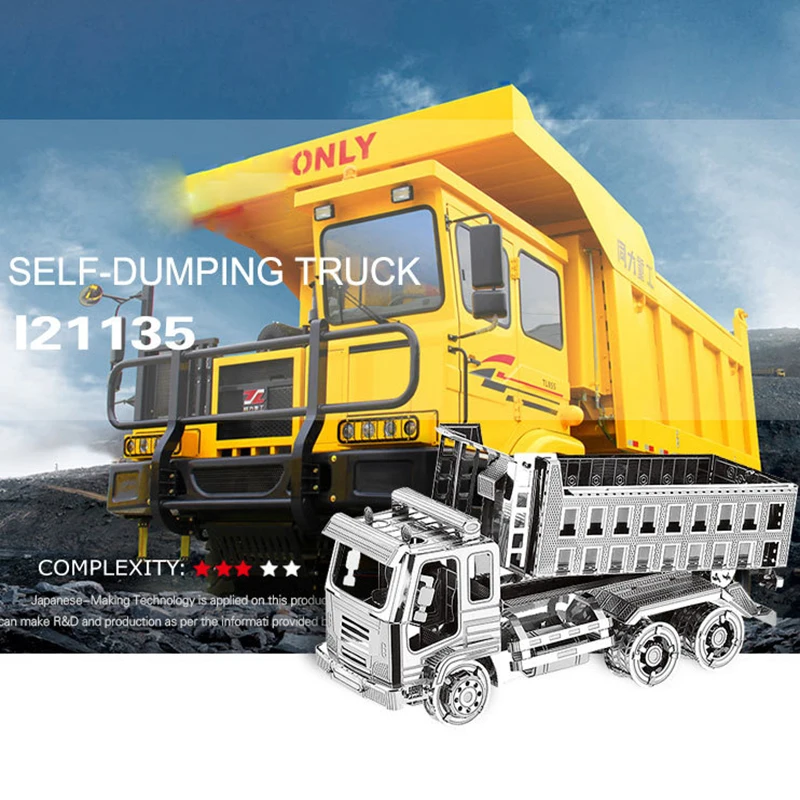 

Dump Truck 3D Metal Assembled Model Simulation Adult Educational Toy Model Collection Souvenir Decoration 3D Car Truck Model