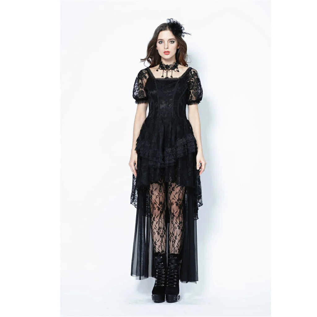 Darkinlove женское короткое черное кружевное готическое платье DW129