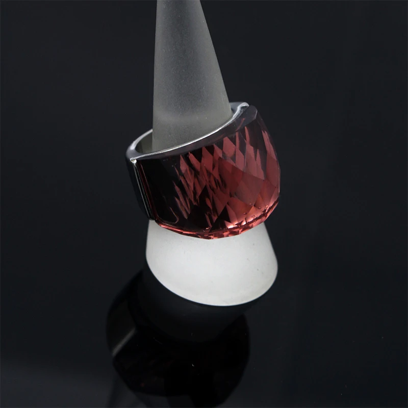 COUYA Luxury Cocktail Ring Glass Gem Stone Rings Fire Mystic Big for Women Silver Vintage Fashion Jewelry | Украшения и