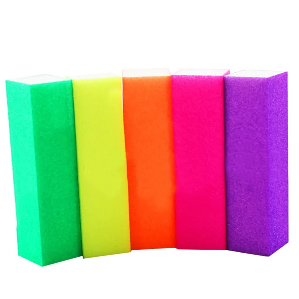 5 шт./лот флуоресцентные цвета шлифовальная губка пилки для ногтей блок