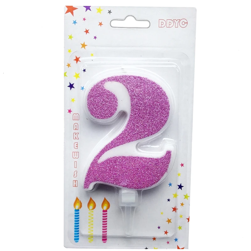 Большая розовая блестящая цифровая свеча конфета принцессы исповедь 520