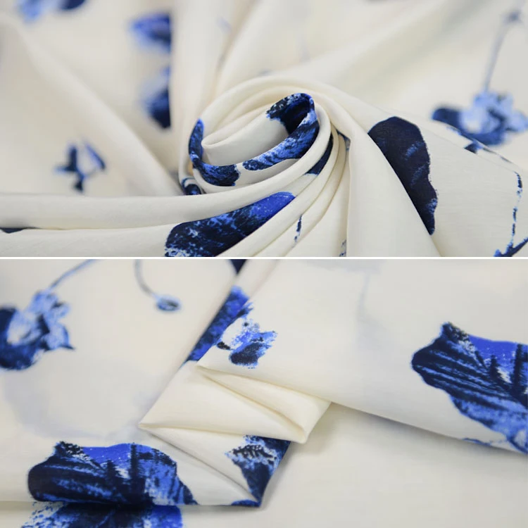 Синие листья принт очень красивые шелковые хлопчатобумажная ткань 55 &quotШирина 12