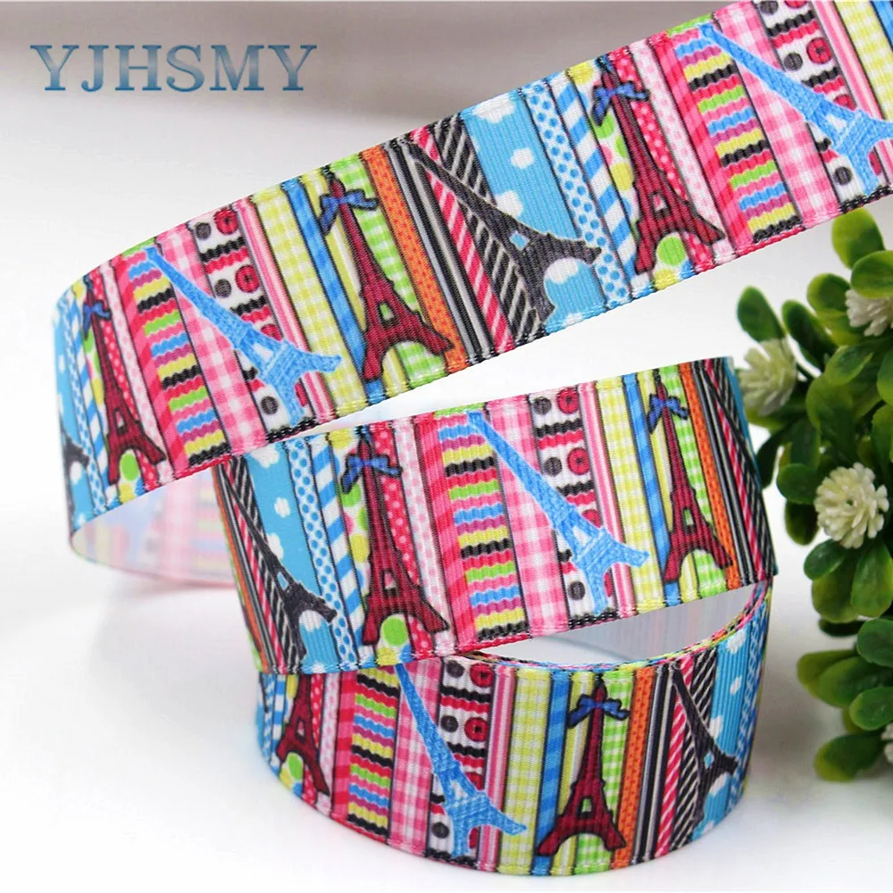 YJHSMY F 17613 539 25 мм 10 ярдов башня печатных grosgrain ленты DIY ручной работы аксессуары для
