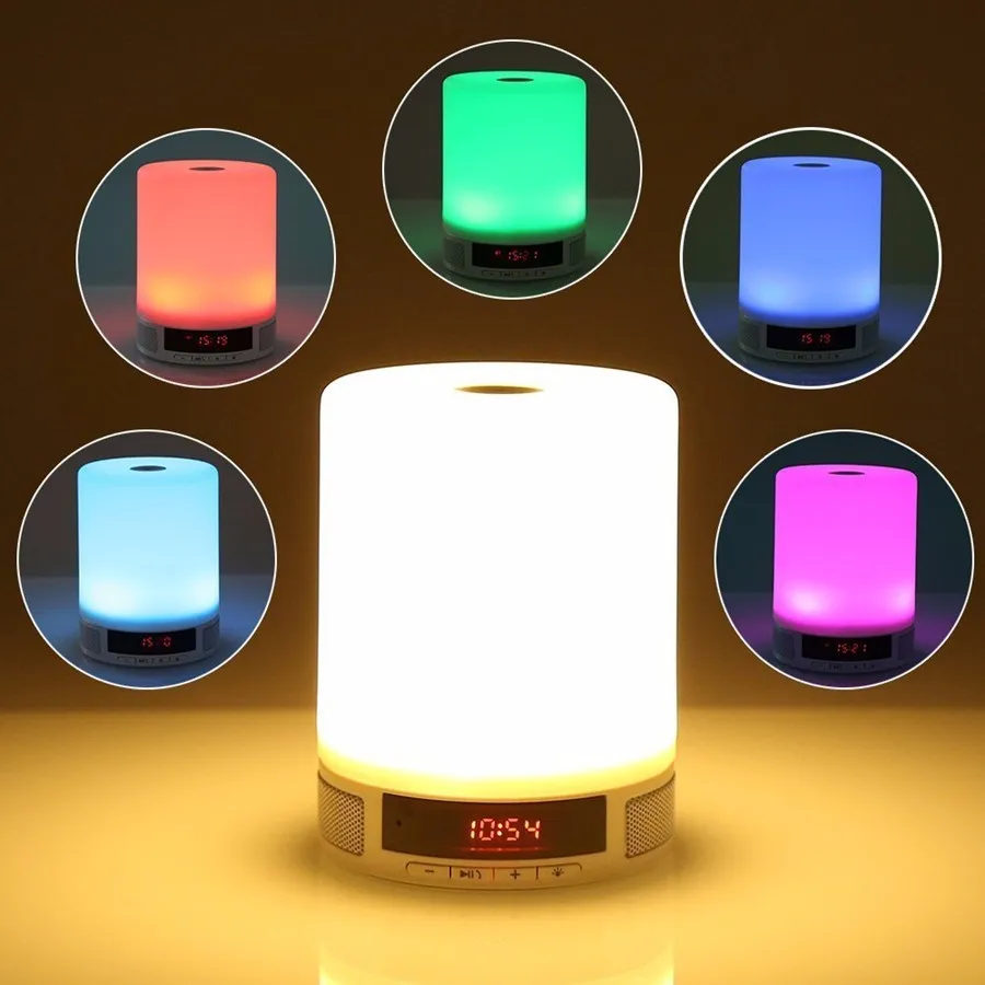 Romantic Lighting Bluetooth Speaker with Smart Alarm Clock Led lantern lamp 5 brightness level one RGB level