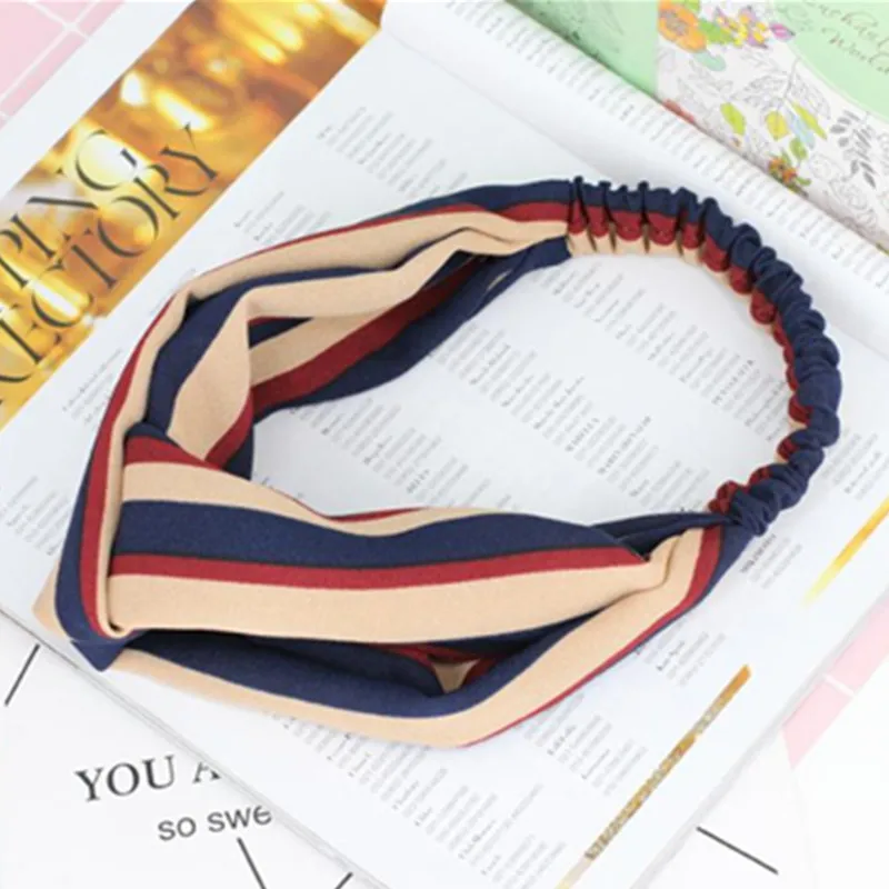 

Striped Headband Elastic for Women Girls Hair Accessories Knotted Turban Stretch Head Wrap Adult Wide Headband Twisted Hairband