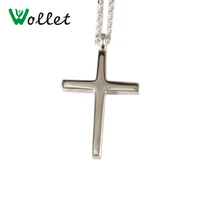 wollet jewelry pious cross full glossy steel color stainless steel pendant for women men