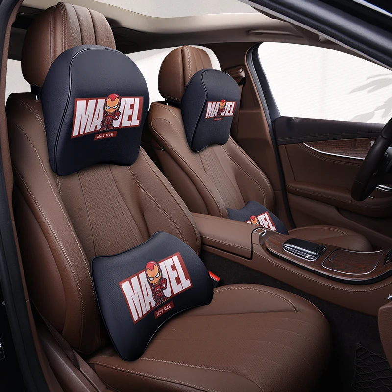 new marvel headrest car neck pillow avengers iron man captain america spider man thanos pillow for cars seat auto accessories