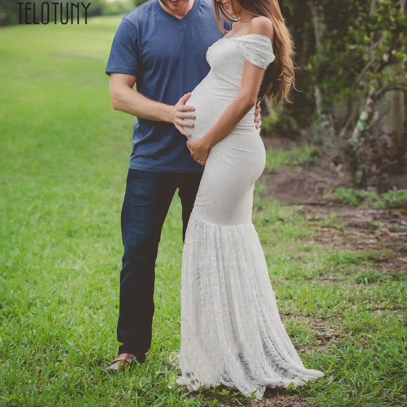 TYELOTUNY Материнство платья для фотосессии Pregnants элегантный сексуальный фотографии реквизит с открытыми плечами кружева длинное платье ZS20