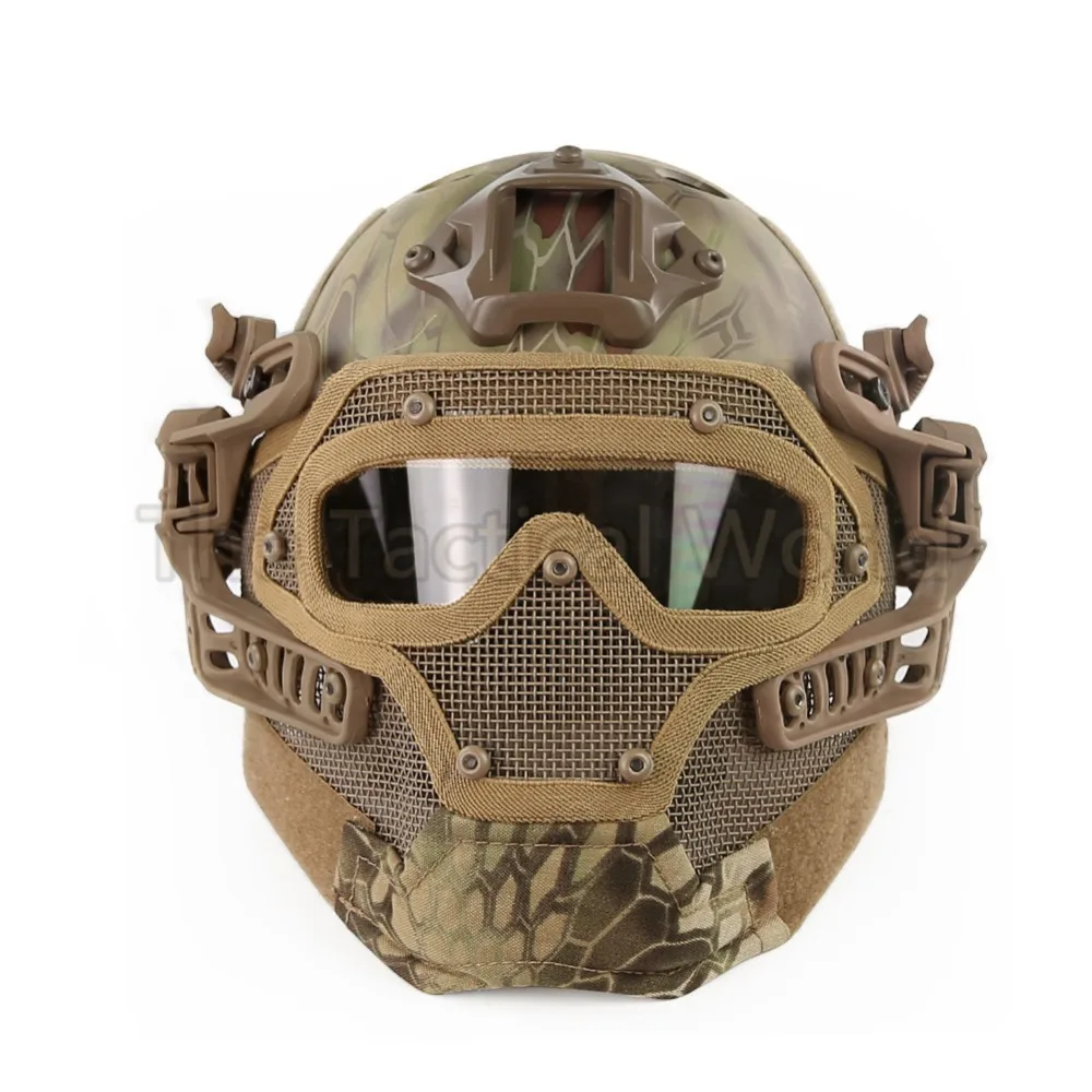 Airsoft Paintball Action Version Helmet Tactical Hunting Full Mask with NVG Mount and Side Rails | Спорт и развлечения