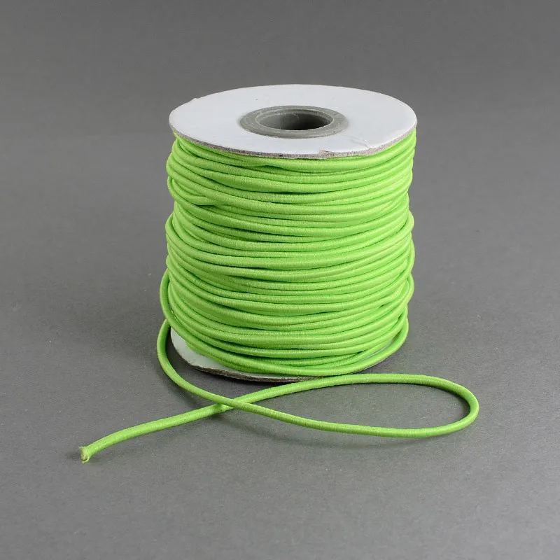 LawnGreen 100 м/рулон 1 мм 2 мм цветной круглый эластичный волокнистый шнур с нейлоновой наружной и резиновой внутренней частью для изготовления ювелирных изделий DIY F83 - Цвет: LawnGreen