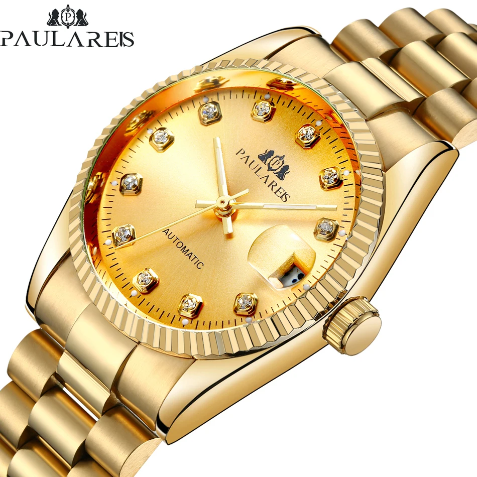 Мужские автоматические механические часы из нержавеющей стали Datejust роскошный простой: золото, серебро 2 тона всего 36 мм часы с датой