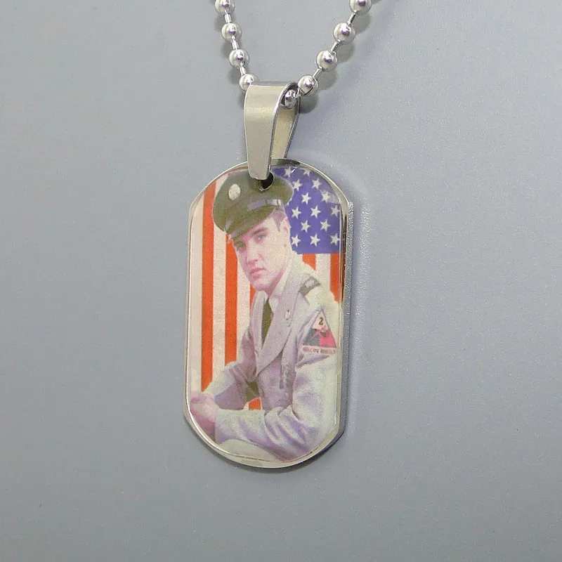 Дикарлун Elvis Presley ожерелье с фото из нержавеющий стали памятный картина Кулон