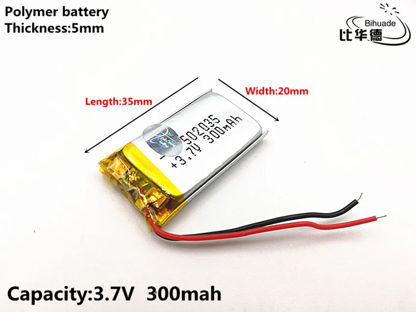 1 шт./лот 3 7 V 300mAH 502035 полимерный литий ионный/литий ионный аккумулятор для DVR GPS mp3