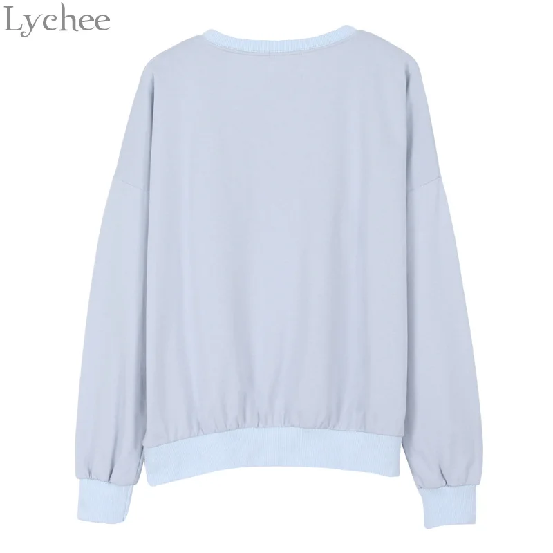 Весенне-осенний Женский свитшот Lychee с принтом дома повседневный свободный