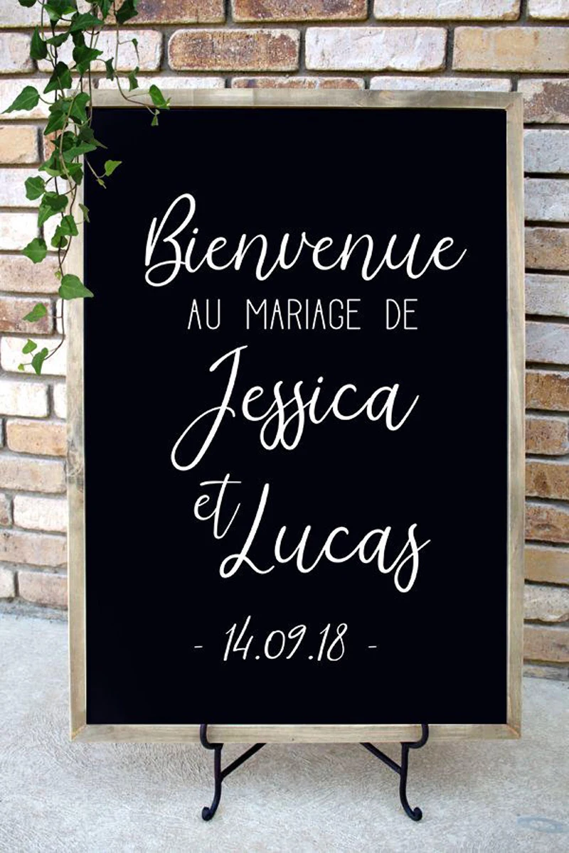 Виниловые наклейки на свадьбу Bienvenue Au Mariage De Decal сделанные по индивидуальному
