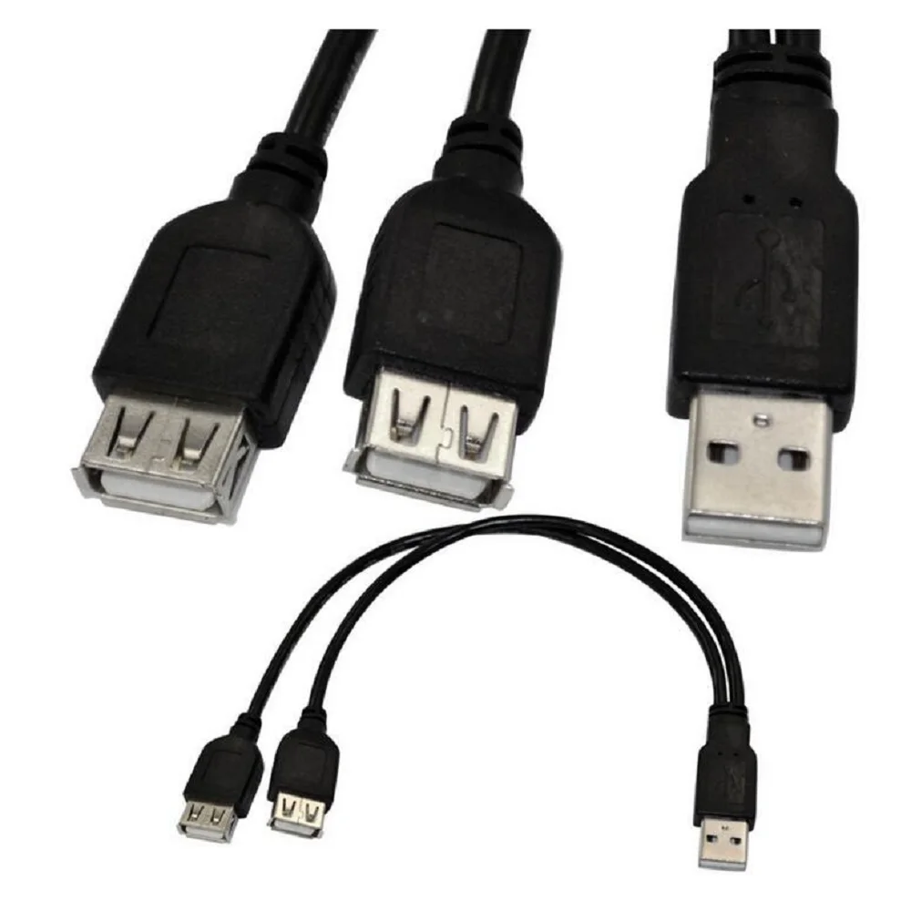 USB 2 0 A штепсельная вилка к двойным гнезду Y сплиттер концентратор адаптер кабель|jack usb|plug usb cableusb a |