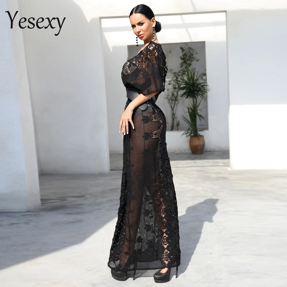 Yesexy 2019 женские сексуальные кружевные платья с глубоким v образным вырезом