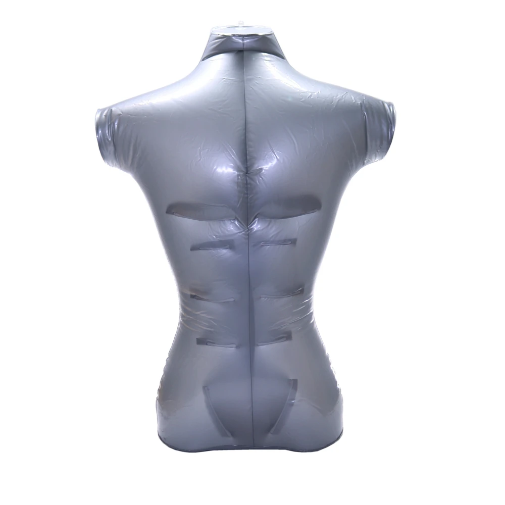 

New PVC Mannequin Plastic Male Inflatable Men Torso Form Mannequin Model Shape Hook Show Model Silver Free shipping