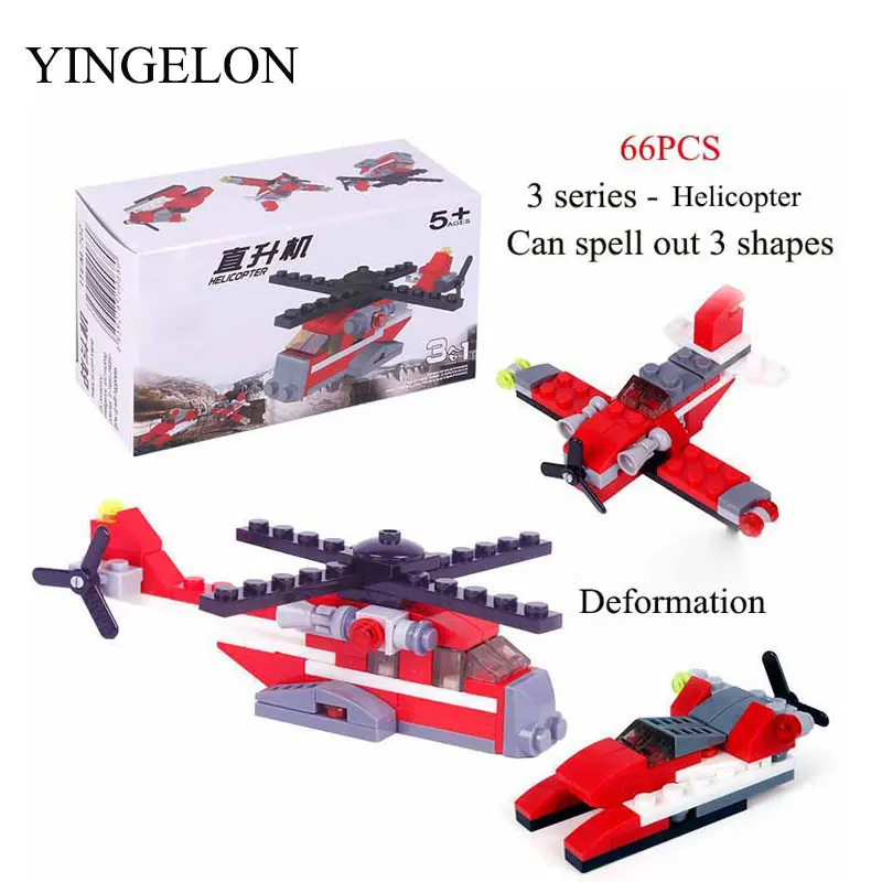 YINGELON Transport Toy Building Blocks Plastic Helicopter Excavator Block Educational legoeINGlys Figures Toys for Children | Игрушки и