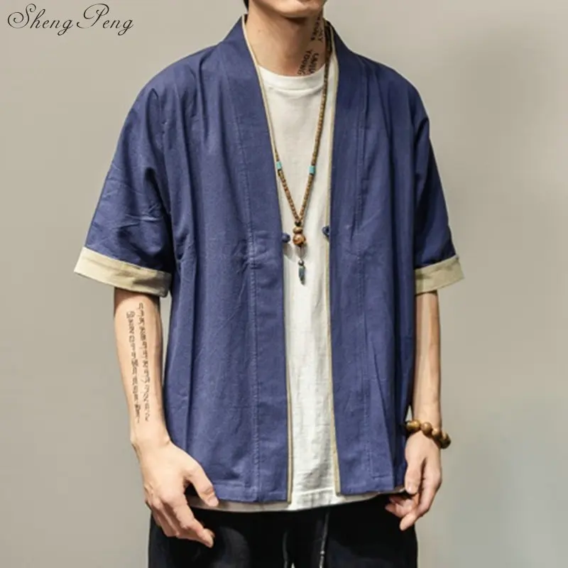 Мужское кимоно в полоску Свободный кардиган стиле Харадзюку Повседневная