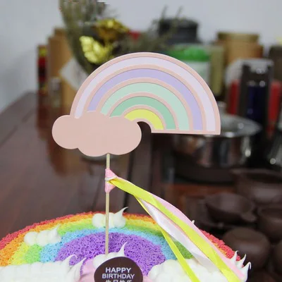 Pink 1 шт. креативный Радужный торт фигурка для торта логотип украшение для малышей Дети День рождения товары для украшения торта - Цвет: Pink