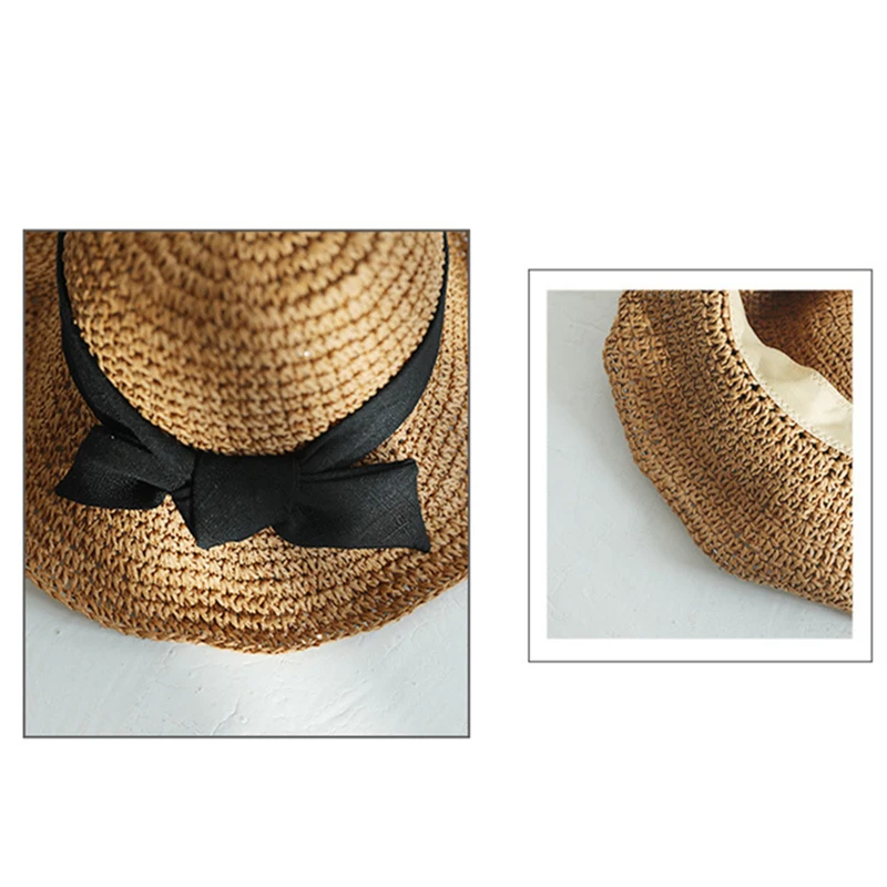 WeMe летние соломенные шляпы с бантом изготовленные вручную вязаная крючком