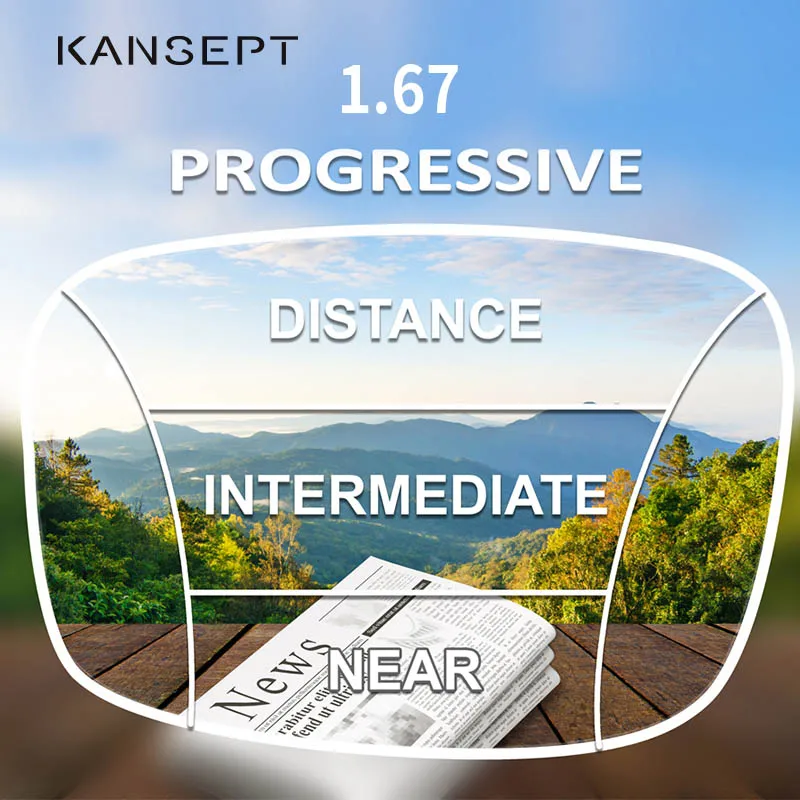 KANSEPT 1.67 Index Progressive Lenses Free Form Multifocal Aspheric Resin Optical Prescription Eye Glasses Lenses