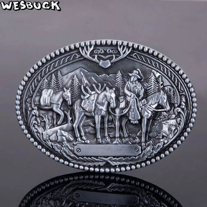 WesBuck бренд Horse Hunter пряжки для ремня для мужчин и женщин животных Western Buckles металлические ковбойские Ковбойши Fivela Marvel букле Ceinture - Цвет: silver color