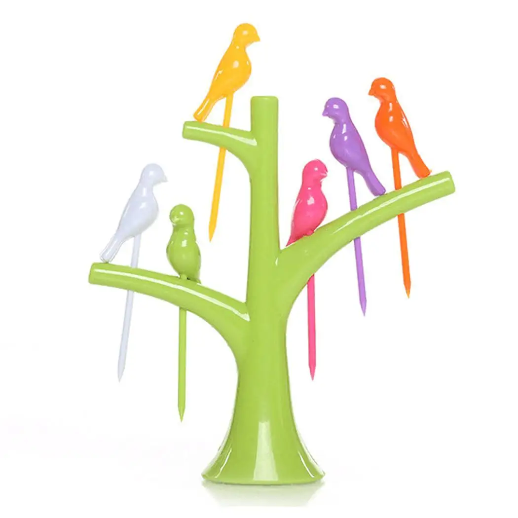 Creative Tree Shape Holder Rack Bird Fruit Snack Dessert Eco-friendly and nontoxic Forks Home | Дом и сад