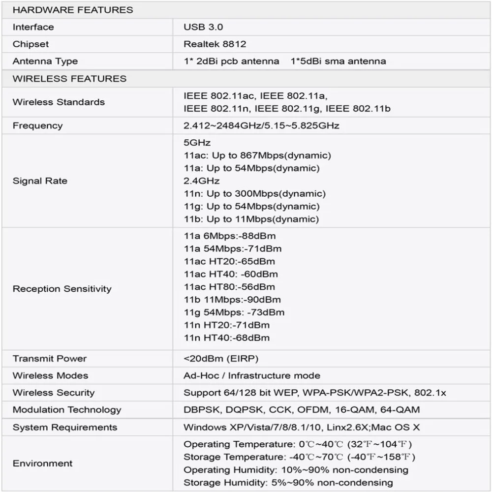 AC 1200 Мбит/с беспроводной WiFi USB адаптер двухдиапазонный 2,4/5 ГГц с антенной 802.11AC сетевой карты высокоскоростной USB3.0 приемник