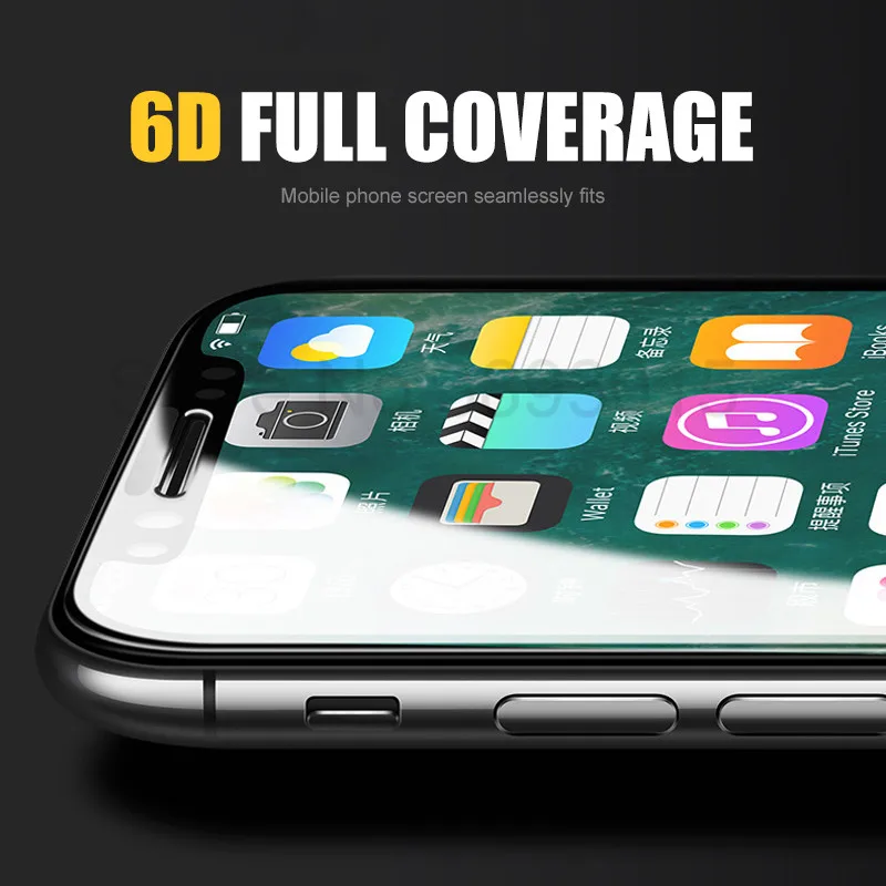 6D полное покрытие Защитное стекло для iPhone X XS XR XS max закаленное стекло для iPhone 6 6S 7 8 Plus безопасная защита экрана пленка