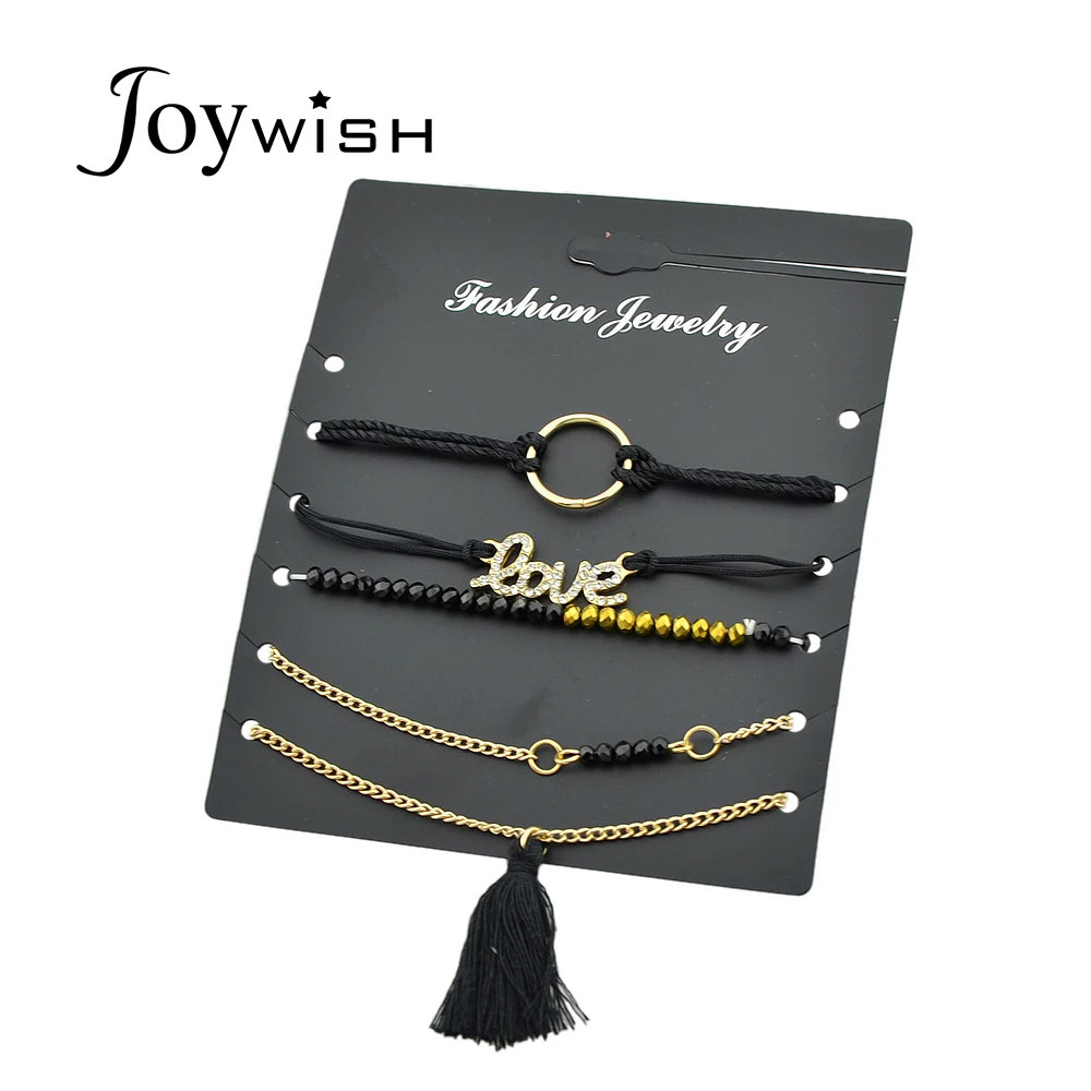 Joywish 5 шт./компл. Черный Веревка Золото Цвет цепи с кисточкой Черное золото Бусины