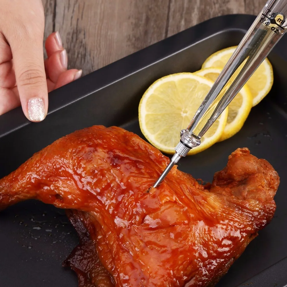 Силиконовый Курица индейка Бастер мясо шприц маринада инжектор в том числе иглы и дополнительные кисти барбекю Кухня Assessoies