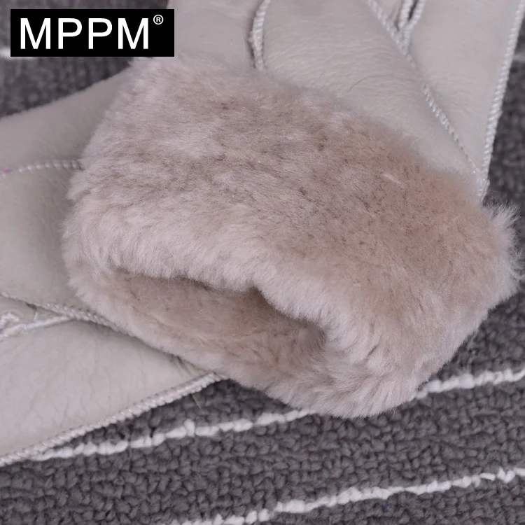 MPPM перчатки из натуральной кожи для родителей и детей Зимние шерстяные меховые