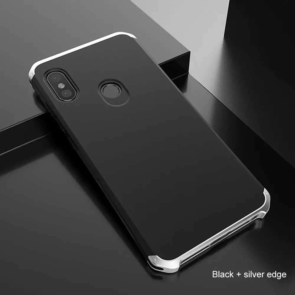 Black silver Чехол с металлической рамкой для Xiao mi Red mi Note 5 7 6 Pro 4X роскошный Xio mi 9 8 SE 6 5S Plus Red mi Note 5A 4 Global противоударный чехол mi 8 - Цвет: Black silver
